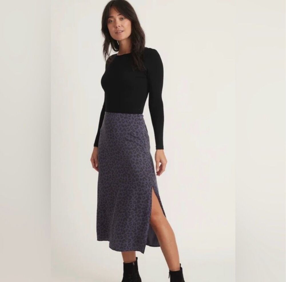 Marine Layer Ryan Slip Slit Midi Cheetah Print Sz 4 Skirt
